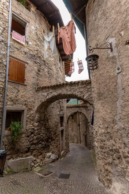 Lake Garda ghost village Campo di Brenzone alley with houses