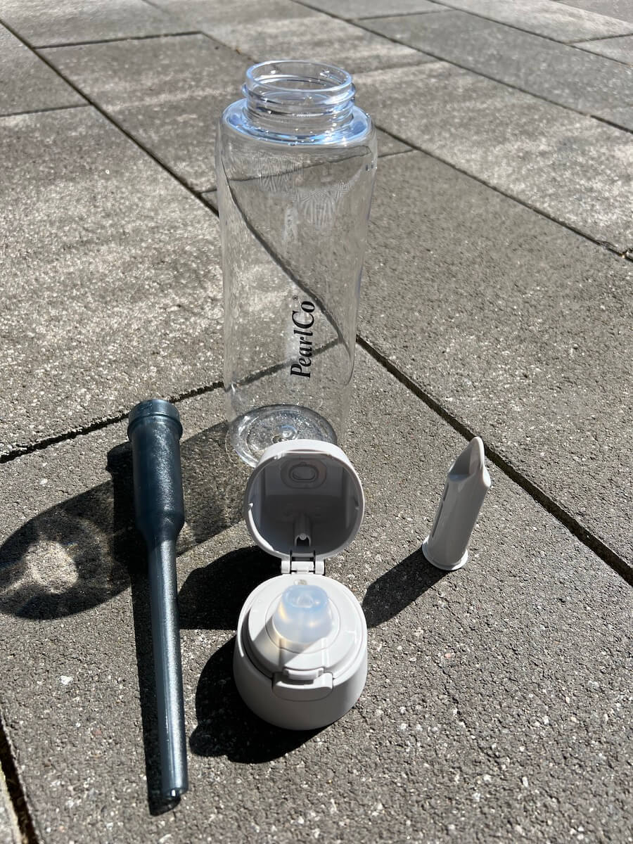 PearlCo Trinkflasche mit Wasserfilter - Einzelteile