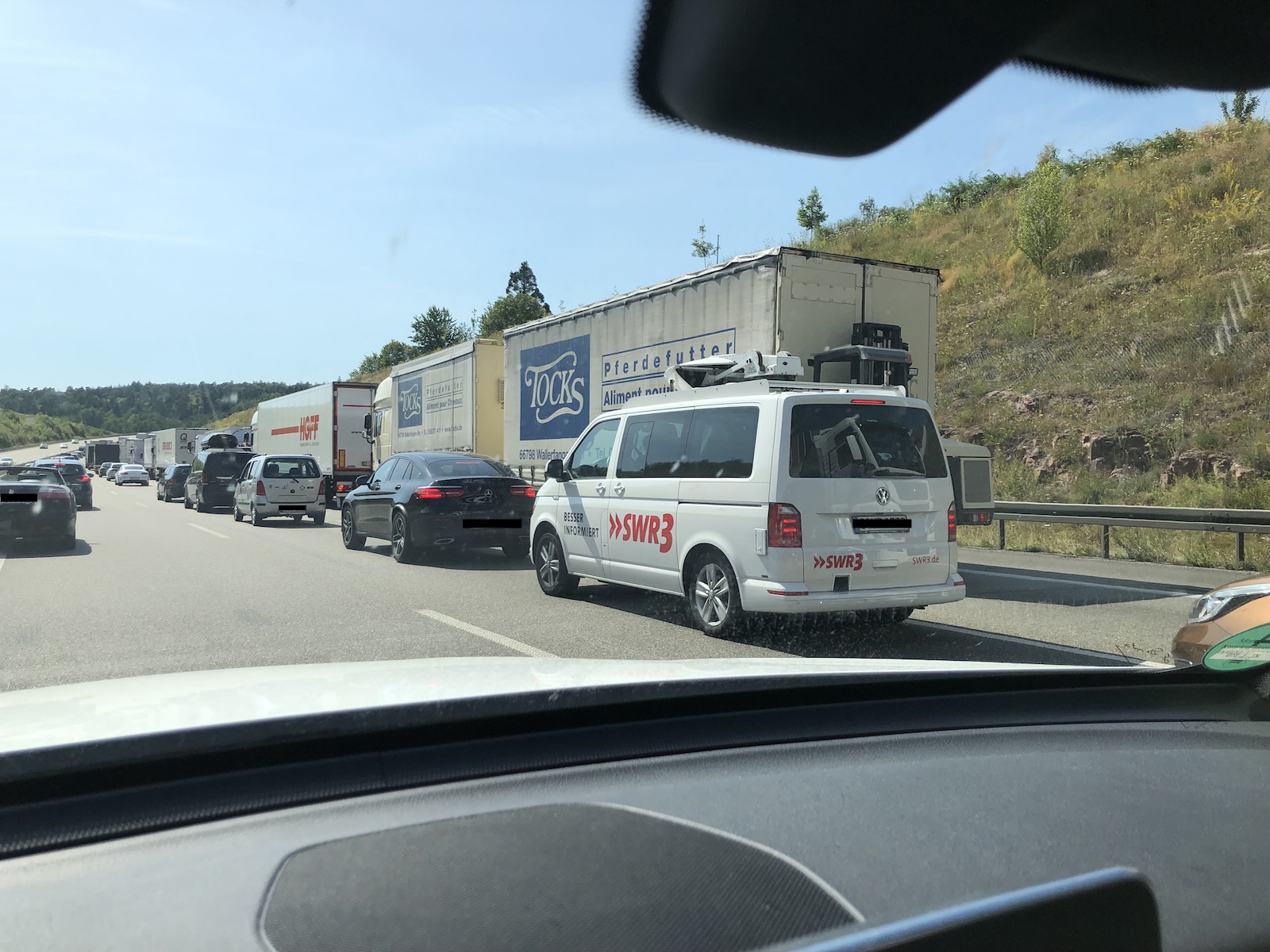 Italy toll box - traffic jam on the way to Italy