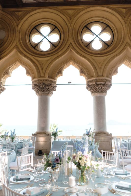 Dennis Claudia wedding Lake Garda view of set tables