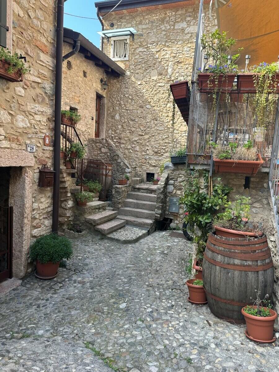 View of an inner courtyard in the mountain village of Crero  