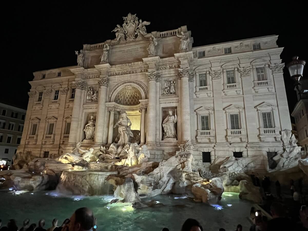 The Trevi Fountain in Rome in the evening